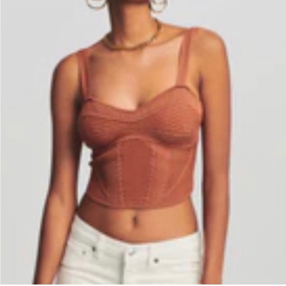 FOGCITYFLEA Retrofete Luxury Glitter Knit Crop stop in Burnt Orange Sedona - Picture 3 of 14